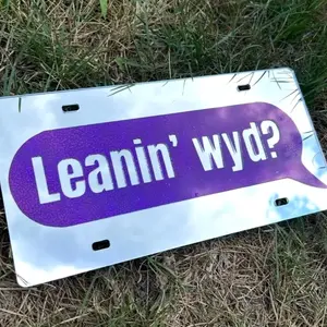 Leanin’ Wyd? Front License Plate 12x6 – Camo & Chrome Squatted Truck Vanity Plate Tag