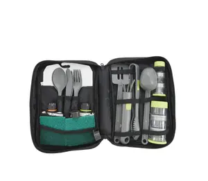 24-Piece Plastic Camping Kitchen Set with Travel Bag