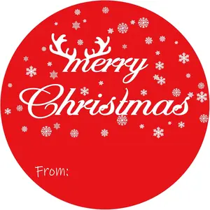 120 count Large Merry Christmas Stickers, 2" Christmas Labels for Gifts with Snowflake , Xmas Name Tags Stickers, Xmas from Stickers for Ornament Envelope Goodie Bag Xmas Decor