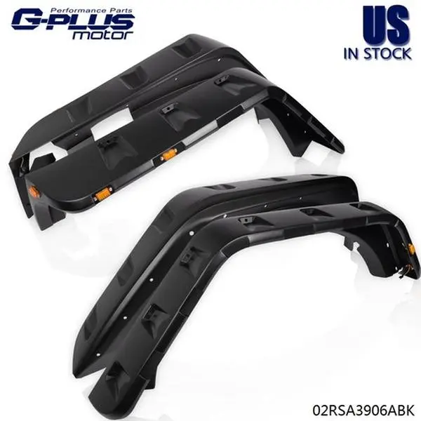 4pcs Fit For 2007-2018 Jeep Wrangler JK Pocket Rivet Style Fenders Flares w/ LED G-PLUS