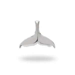 Whale Tail Pendant in White Gold - 35mm