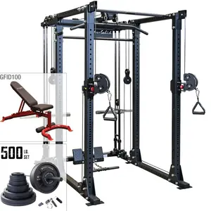 Body-Solid GPR400 Power Rack with Functional Trainer, Bench, and 500 lb. Weight Set me rach
