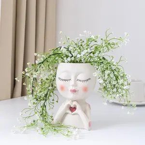 Face Design Flower Pot, Creative Flower Planter with Drainage Holes, Living Room Decor Set, Office Decor, Garden Supplies for Home Garden Decoration, Ideal Gift for Friends, Summer Gifts, Decorative, Cute, Home Decor Pots