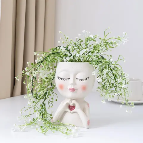 Face Design Resin Flower Pot, Creative Flower Planter with Drainage Holes, Living Room Decor Set, Office Decor, Garden Supplies for Home Garden Decoration, Ideal Gift for Friends, Summer Gifts, Decorative, Cute, Home Decor Pots