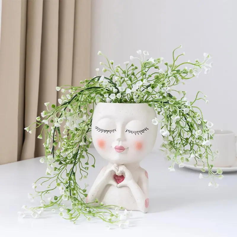 Face Design Resin Flower Pot, Creative Flower Planter with Drainage Holes, Living Room Decor Set, Office Decor, Garden Supplies for Home Garden Decoration, Ideal Gift for Friends, Summer Gifts, Decorative, Cute, Home Decor Pots