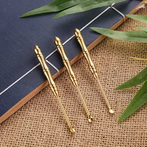Pure Brass Keychain Copper Pendant Jewelry Accessories Toothpick Ear Pick Car Keychain Bamboo Joint Ornament Gift