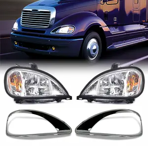Headlight and Chrome Bezel for 2001-2017 Freightliner Columbia | Pair