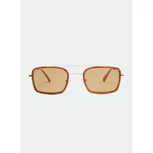 OTRA Kora Milky Tortoiseshell Aviator Sunglasses with Rectangular Frame Light Amber Lenses 100% UV Protection