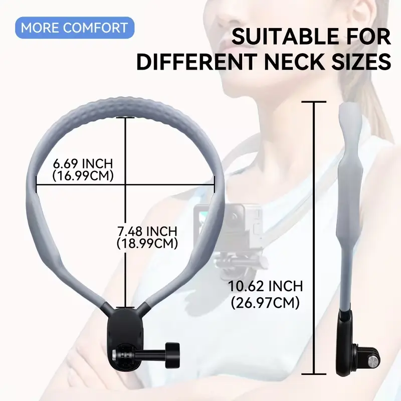 Adjustable Versatile Silicone 2-in-1 Neck Mount Holder Kit with Phone Clip - Screw-Secured FPV Lanyard for Mobile Photography Stability (Better Than Magnetic Mounts) - Compatible with DJI Action 3/4, Insta360, Action Cameras, Smartphones