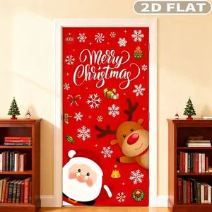 1pc Cute Christmas Party Banner, Door Decorations Santa Elk Christmas Door Cover Christmas Hanging Wall Decorations, 30x70 Inch Polyester Christmas Door Banner for Christmas Indoor Outside Decor, Ideal for Home & Parties, Multipurpose Use