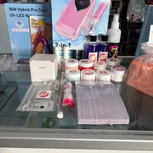 CR7 Nail Starter Kit with 96W Hybrid Pro Cure UV LED Nail Lamp and 2 in 1 Nail Tools for Professional Manicure