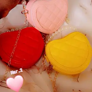 Heart Mini Purses and Bags - Available in Pink, Red & Yellow - Versatile Design with Chain Strap