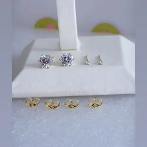 Elegant Stud Earrings #0200- 14k Laminated Gold Hypoallergenic 3 Layers Protection Daily Use High Quality