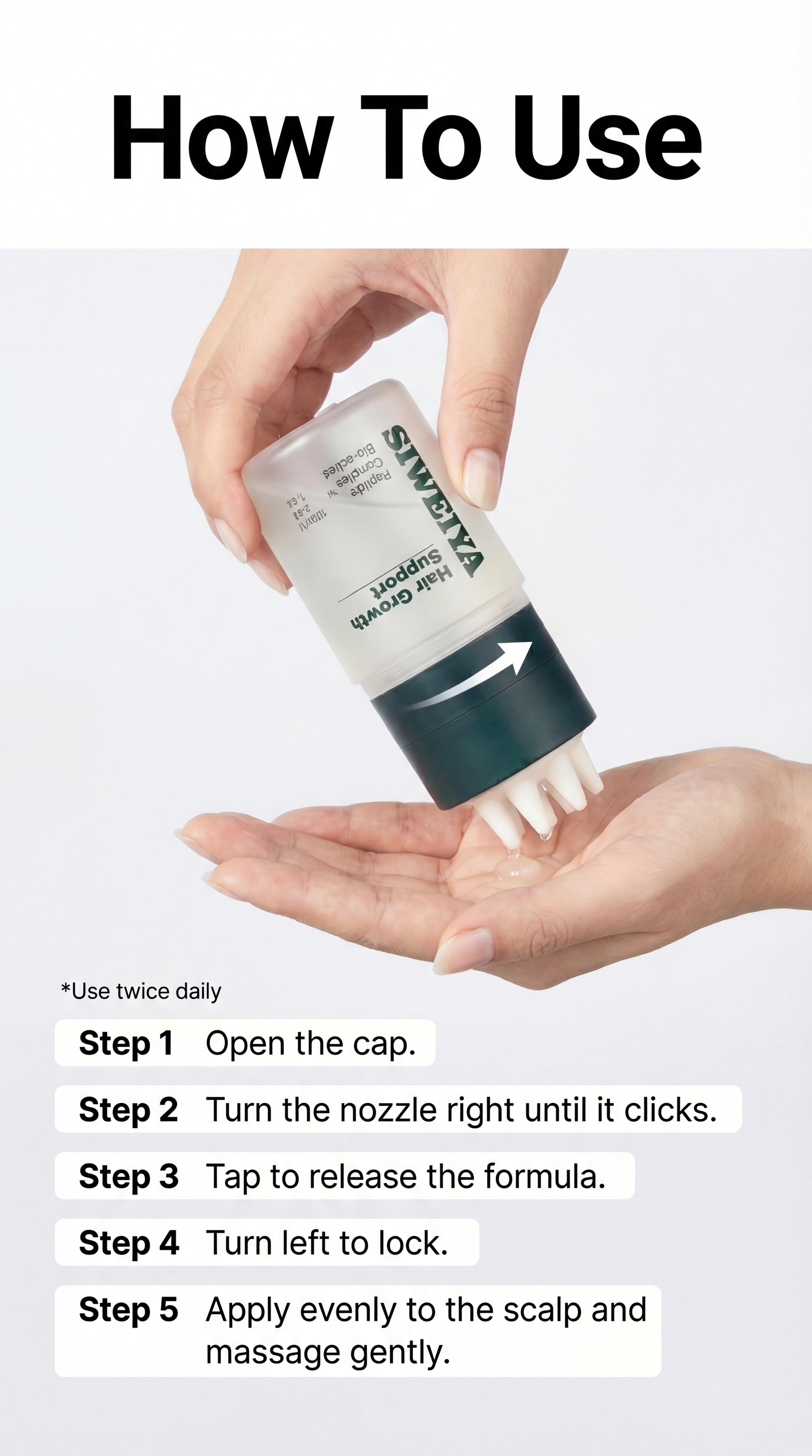 Korean Hair Growth Scalp Serum  with Built-in Scalp Massager— Peptide Complex Formula for Thinning Hair, Supports Fuller-Looking Strands, Plant-Based Bio-Active Care to Strengthen Roots & Soothe Scalp, Scalp Care Product. Haircare product, 100 ml