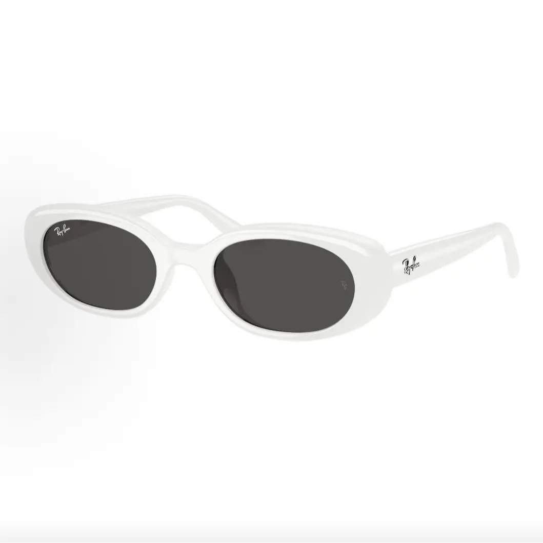 Pre-owned Brand new Ray Ban Oval RB4441 Sunglasses, Gloss White Frame / Solid Dark Grey Lens（Do not purchase directly. Contact us for details.）