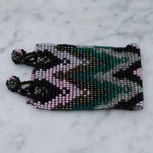 Retro chevron seed bead wide bracelet