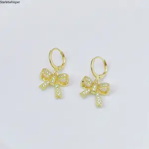 Elegant Bow Dangle Stud Earrings for Women Minimalist Trendy Jewelry Dainty Chic Aesthetic Accessory Perfect as Best Friend Birthday Gifts & BFF Friendship Presents