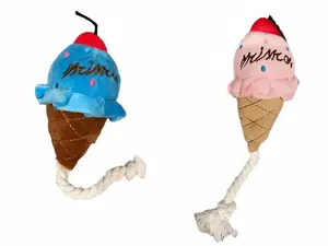 American Fast Food Style, Dog Chewy Toy, Squeaky Toy, Dog Plush Toy, 2pcs in one set, Blue and Pink Ice Cream Style ,Funny ice cream squeak dog toys with the durability of a tug rope