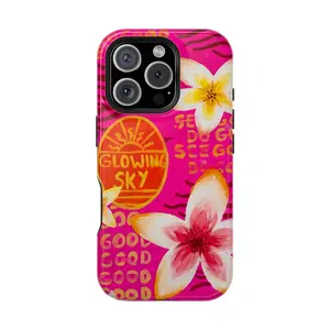 Tropical Glow Aesthetic Tough Case – Bold Tropical Sunset & Fruit Vibe Protective Cover for iPhone 16–11, SE & Samsung S21–S24 Series