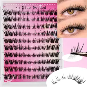 120 Cluster Waterproof DIY Eyelash Clusters for Cat Eye Look, Soft and Thin Transparent Lashes Without Glue, Easy Home Application, Individual Lashes Cluster