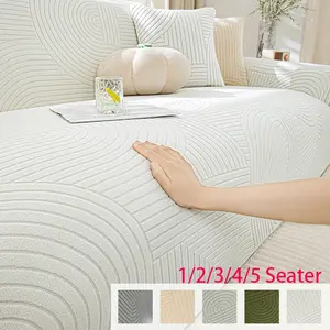 Non-Slip Easy Install Geometric Curve Sofa Cover, Wrinkle Resistant Stain-Resistant Elastic Sofa Protector, Lazy-Friendly Furniture Protection