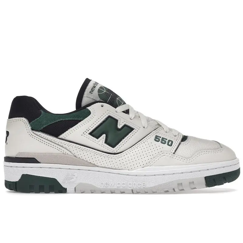 New Balance Men's 550 Sea Salt Pine Green Basketball Shoes, from StockX