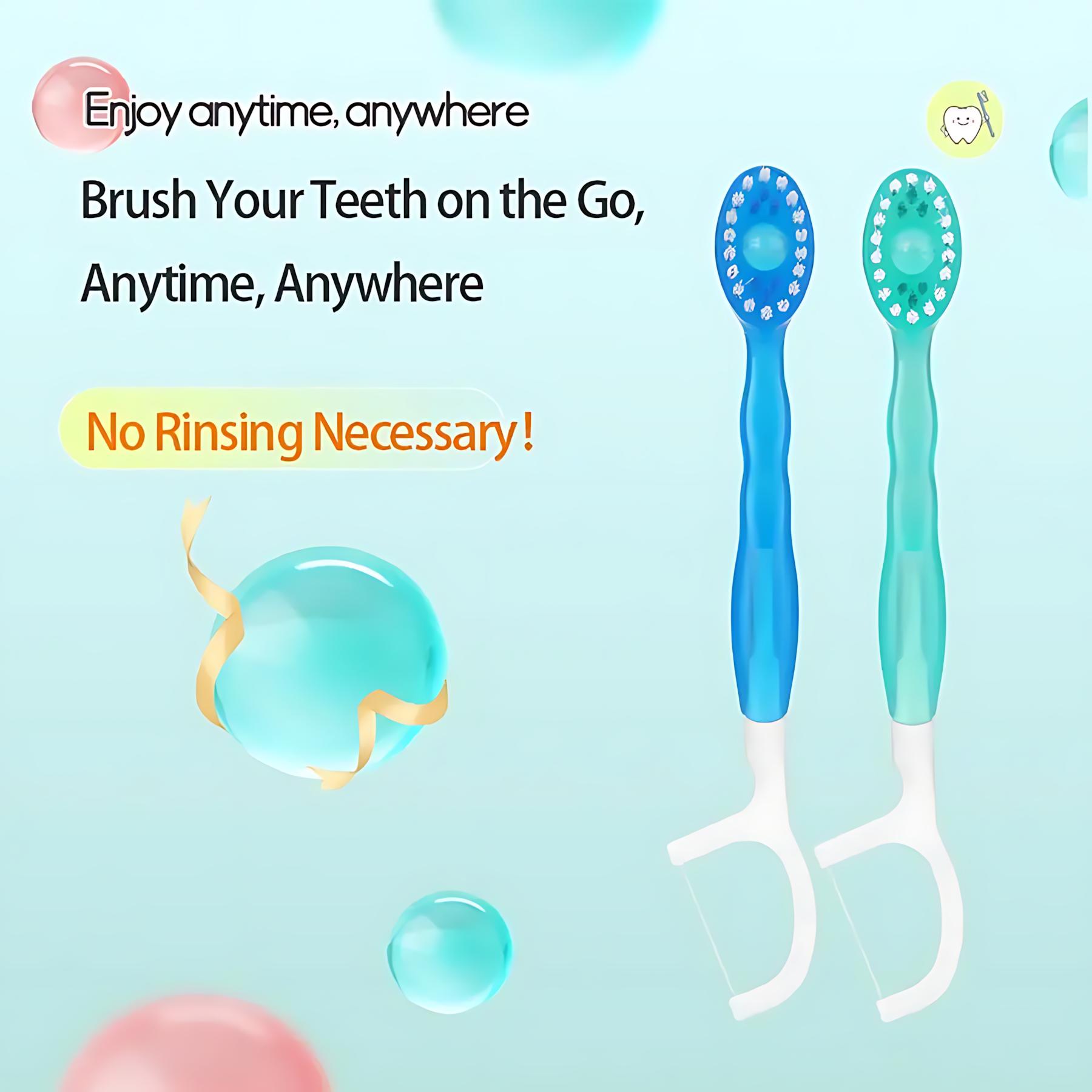 5-in-1 Ready-to-Go Travel Toothbrush Pre-Pasted – Mini Disposable Toothbrush with Floss & Toothpick, No Rinsing Needed, Individually Wrapped Oral Care Kit 26 Ct Portable
