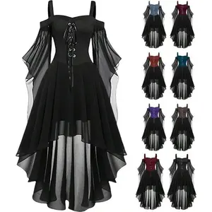 WomenWitchDressCostumesWoman2025RenaissanceMedievalSleeveMeshGothicOutfit