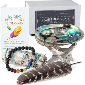 White Sage Smudging Kit Smudge Stick Gift Kit + Instructions & Blessings (Beginner's Kit)