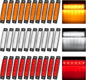 Nilight Side Marker Light 30PCS 3.8 Inch Amber Red White 6 LED Indicator Light Marine Boat Navigation Light Yacht Kayak Sailboat Trailer Bus RV Clearance Light