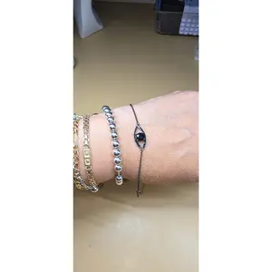 Black Spinel Black Sterling Silver Evil Eye Bracelet