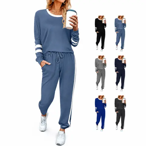 WIHOLL Sweatsuit for Women 2 Piece Outfits for Womens Crewneck Sweatshirts Pullover |(Size Up 1-2 for Oversized Look) Casual Long Sleeve