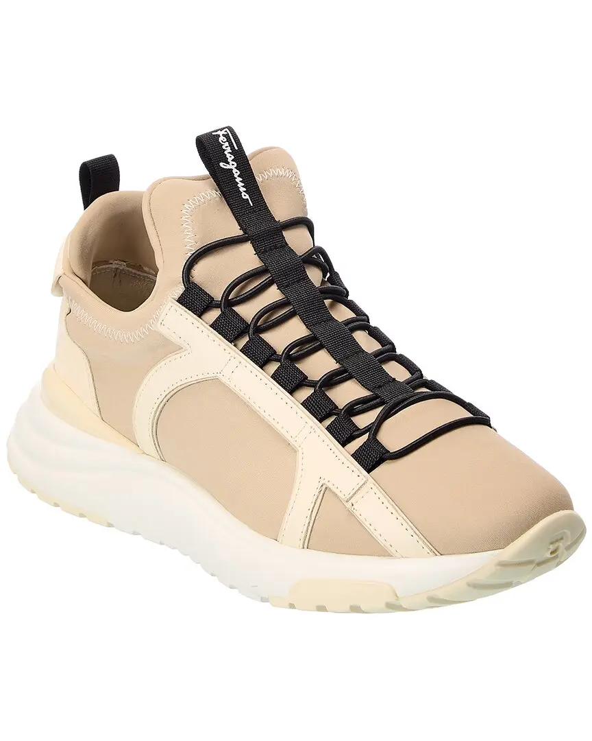 Ferragamo Gancini Leather-Trim Sneaker
