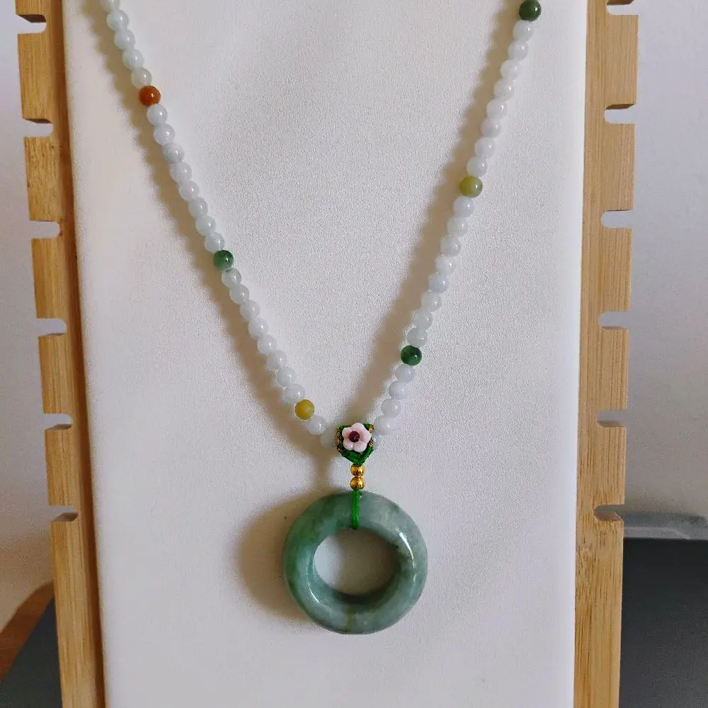 Handcrafted Green Jade Necklace - Unisex, Casual, Versatile Design Jade Beads & Donut Pendant Artisanal Jewelry, No Warning Applicable, Ideal Gift for Someone Special