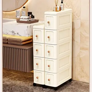 Universal Narrow Storage Cabinet for Kitchen & Bathroom, Drawer Layered Organization, Utilize Corners Efficiently, Space-Saving Design