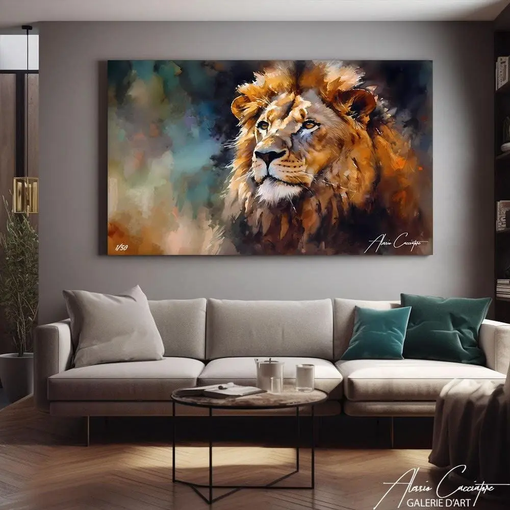 Abstract Painting On Canvas Large, Lion Print Wall Art Trendy, Abstract Canvas Art Original