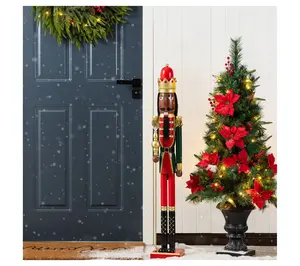 Glitzhome 42"H Wooden Christmas African King Nutcracker