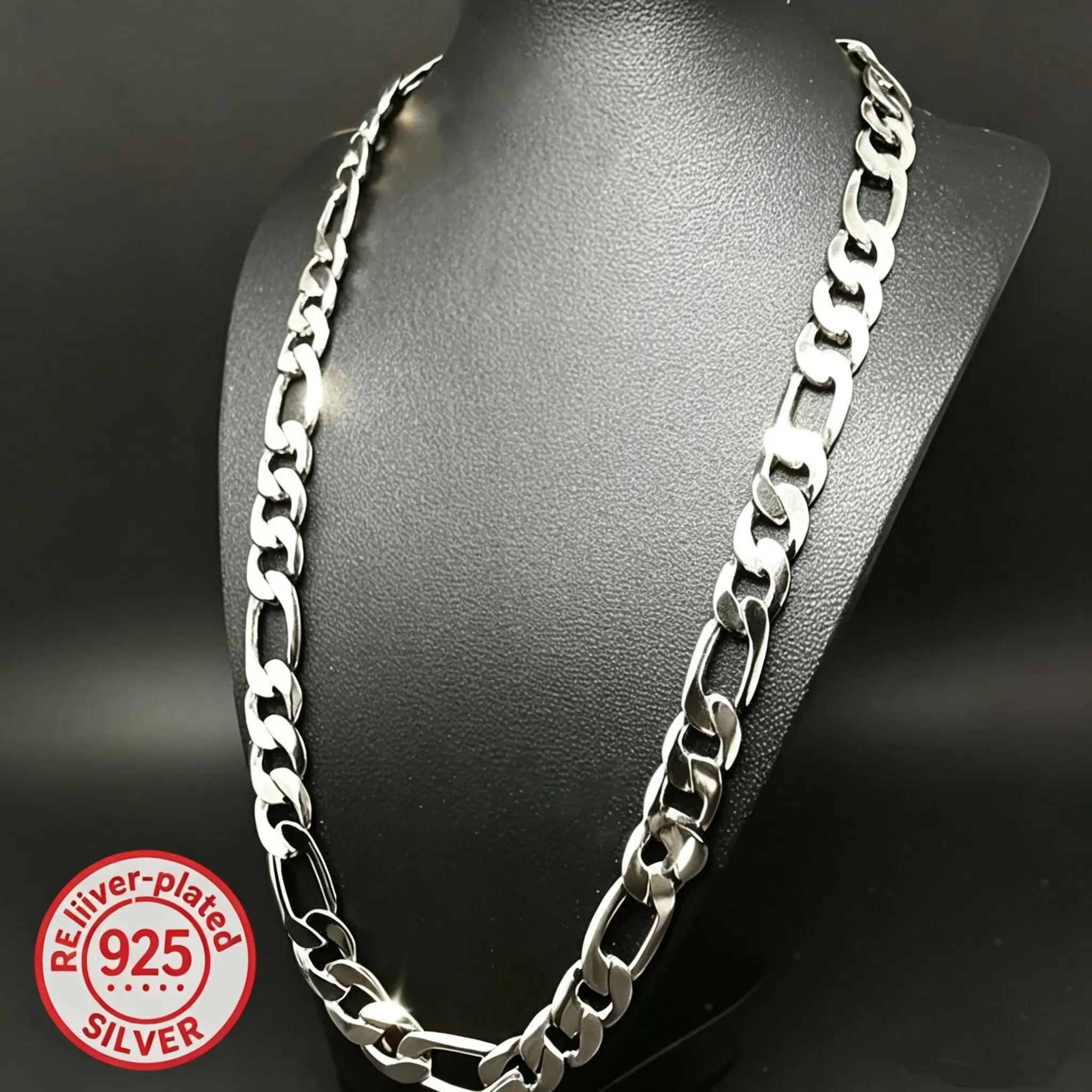 Unisex 925 Silver-Plated Chain Necklace, Classic Multi-Size Design with Varied Widths (6mm-12mm) & Lengths (20inch-30in), Daily Versatile Holiday Couple's Gift