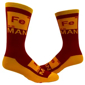 Men's Iron Science Socks Funny Comic Hero Movie Science Chemistry Graphic Novelty Footwear Funny Graphic Socks Comfortable Fitted Spandex Cotton