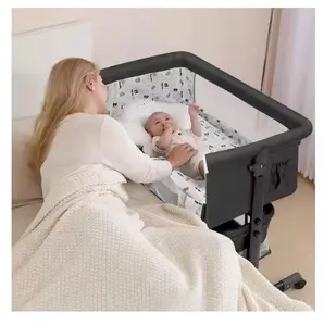 Baby Bassinet 5 in 1,Baby Bedside Bassinet with Diaper Table, Mosquito Net, Mattress, Storage Layer, Can Be Stored in One Button Travel Crib newborn infant