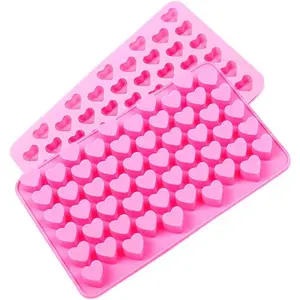 Mini Heart 55-Cavity Molds for Baking, Heart Shape Ice Cube Candy  Mold, Valentine Candy Molds, Pack of 2