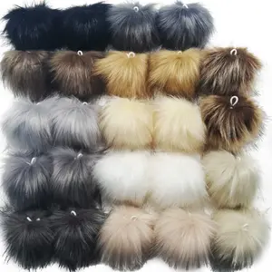 24 count Faux  Pom Pom Balls DIY Faux Fox  Fluffy Pom Pom with Elastic Loop for Hats Keychains Scarves Gloves Bags Accessories(12 Colors, 2 count for Each Color)