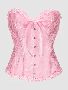 Vintage Court Style Multicolor Embroidered Lace Strapless Body Shaper, Women's Tight-Fitting Bra, Halloween Christmas Party Dress