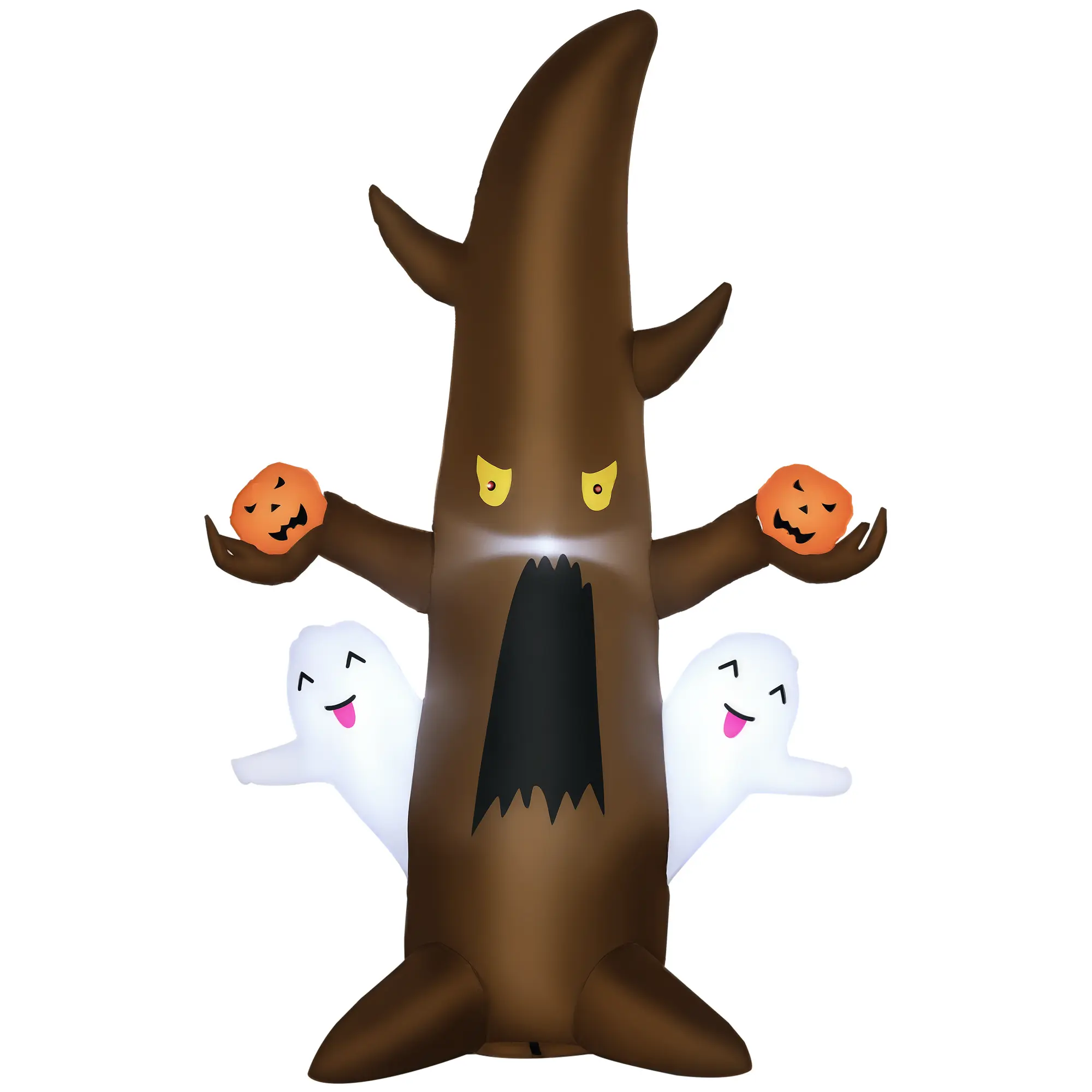 5FT Halloween Inflatable Ghost Tree with Pumpkins Outdoor Decoration Built In LED Lights Waterproof Weather Resistant for Garden Lawn Yard Party Spooky Display Easy Setup Includes 4 Stakes 2 Drawstrings Sandbag Storage Bag Indoor Outdoor