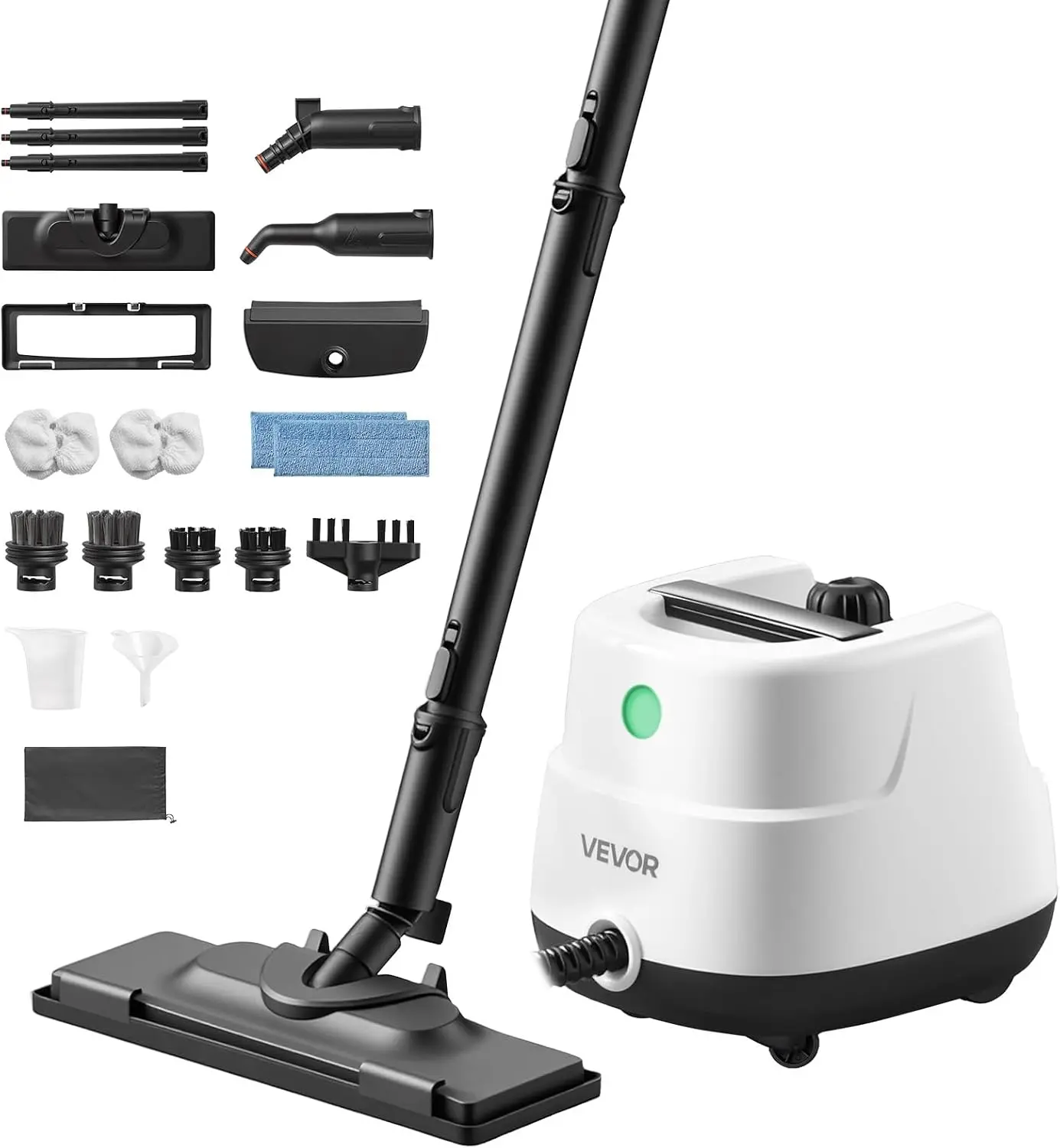 VEVOR Steam Cleaner, 34 oz Tank, Steamer for Cleaning with 20 Accessories, Extended Power Cord and Hose, Portable Handle, Fast Heating, Powerful Canister Steam Cleaner for Home, Car Detailing, Floors