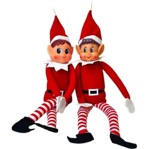Naughty Elf Couple 2 Pack – 12 Inch Boy & Girl Christmas Elf Figures with Soft Bodies & Vinyl Faces, Santa’s Little Helpers, Holiday Shelf Decor, Festive Christmas Display Set