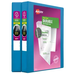 Avery 1" Durable View Binder, Slant Ring, 2 Blue Binders (17014)