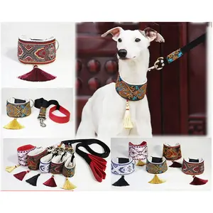 Ethnic Style Leather Dog Collar Small and Medium-Sized Dog Collar Greyhound  Whippet collar (non-adjustable)