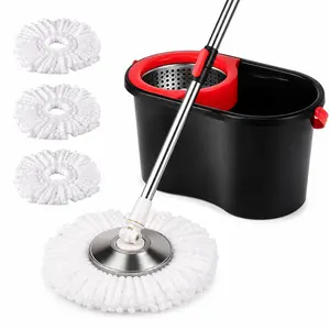 Spin Mop and Bucket with Wringer Set, 360° Spinning Mop Bucket System with 3 Microfiber Mop Replacement Heads and 49.2" Stainless Stee4l Adjustable Handle for Floor Cleaning high-efficiency product