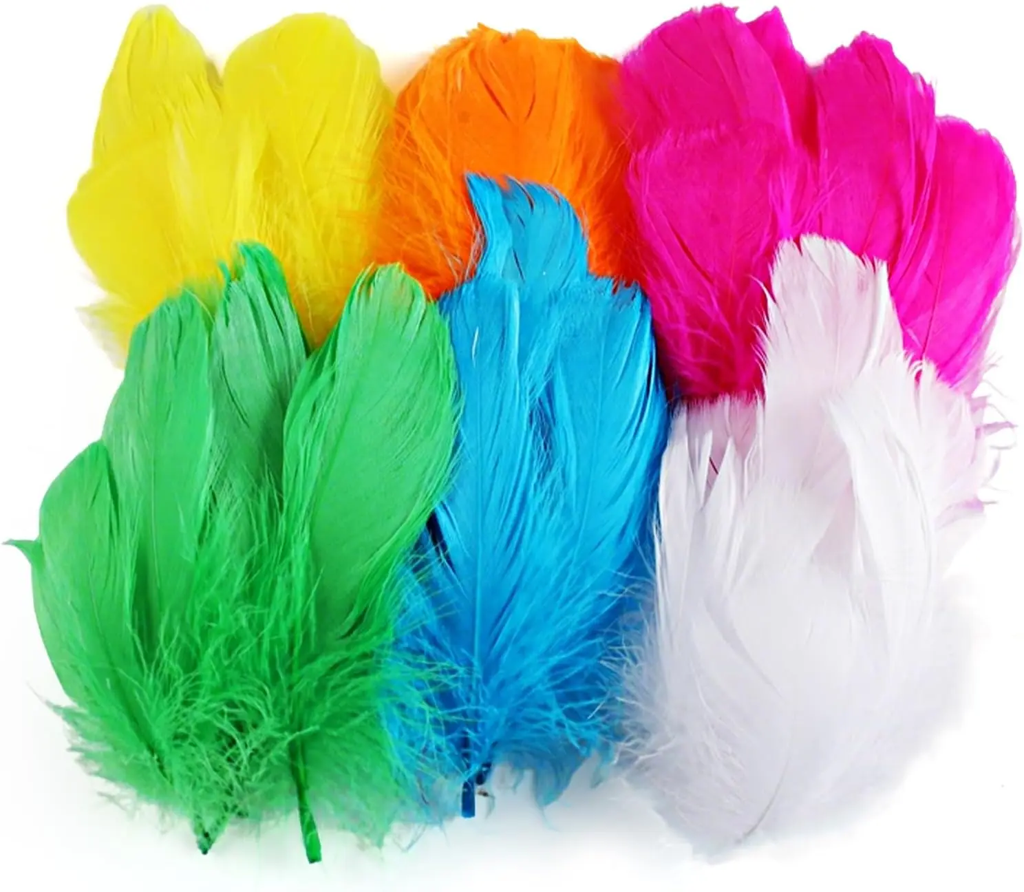Craft Feathers 400P, 2-4 Inch Colored Goose Feathers for Crafting, Feathers Bulk for DIY, Wedding, Carnival, Home Party Decorations, Dream Catcher Supplies, Kindergarten Art Projects